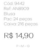 J - Blusa Fem. Ref: AN8909 Pac c/ 24 UN Diversas Cores.