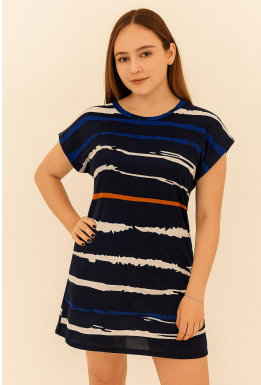 N - Vestido Curto Listrado Navy Ref: A6101 Pac c/ 24 UN Diversas Cores.