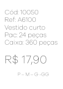 N - Vestido Curto Listrado Marinho Ref: A6100 Pac c/ 24 UN Diversas Cores.