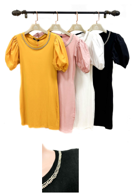 N - Vestido Manga Bufante Elegance Ref: AA1598 Pac c/ 24 UN Diversas Cores.