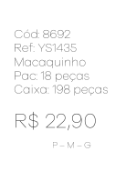 N - Macaquinho Floral Listrado Ref: YS1435 Pac c/ 36 UN Diversas Cores.