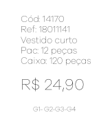 N - Vestido Curto Social Elegance Ref: 18011141 Pac c/ 24 UN Diversas Cores.