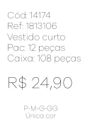 N - Vestido Curto Renda Manga Tule Ref: 1813106 Pac c/ 24 UN Diversas Cores.