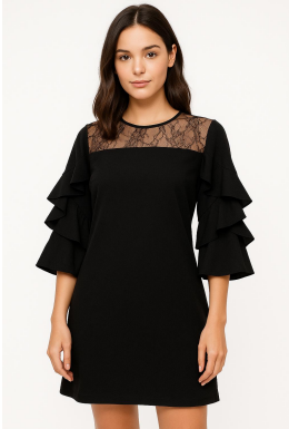 N - Vestido Curto Renda e Babados Ref: 179859 Pac c/ 24 UN Diversas Cores.