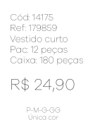 N - Vestido Curto Renda e Babados Ref: 179859 Pac c/ 24 UN Diversas Cores.