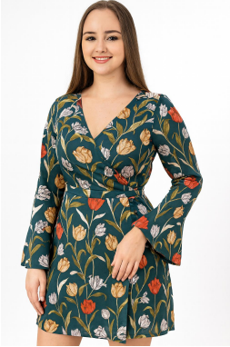 N - Vestido Curto Floral Manga Longa Ref: 179857 Pac c/ 24 UN Diversas Cores.