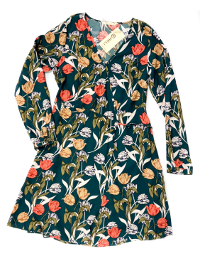 N - Vestido Curto Floral Manga Longa Ref: 179857 Pac c/ 24 UN Diversas Cores.