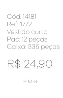 N - Vestido Curto Floral Xadrez Ref: 1772 Pac c/ 24 UN Diversas Cores.