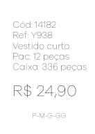 N - Vestido Curto Poá Laço Babado Ref: Y938 Pac c/ 24 UN Diversas Cores.
