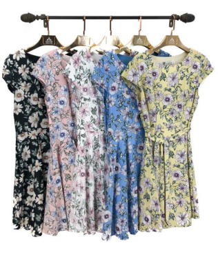 N - Vestido Curto Floral Delicata Ref: KS16009 Pac c/ 24 UN Diversas Cores.