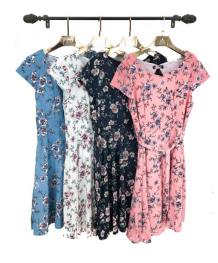 N - Vestido Curto Floral Rosé Ref: 172 Pac c/ 24 UN Diversas Cores.