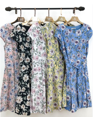 N - Vestido Curto Floral Delicado Ref: 193 Pac c/ 24 UN Diversas Cores.