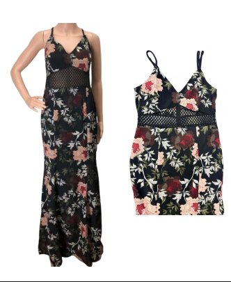 N - Vestido Longo Floral Renda Ref: 179905 Pac c/ 30 UN Diversas Cores.
