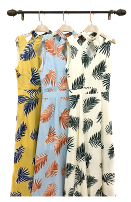 N - Vestido Longo Tropical Ref: ASY-130 Pac c/ 24 UN Diversas Cores.