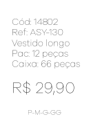 N - Vestido Longo Tropical Ref: ASY-130 Pac c/ 24 UN Diversas Cores.
