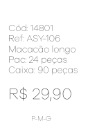 N - Macacão Longo Delicado Floral Ref: ASY-106 Pac c/ 24 UN Diversas Cores.