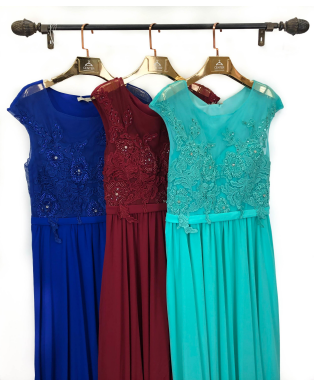 N - Vestido Longo Renda Elegance Ref: D004 Pac c/ 24 UN Diversas Cores.