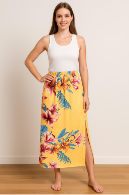 O - Saia Longa Floral Tropical Ref: SF100014B Pac c/ 24 UN Diversas Cores.