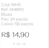 J - Blusa Fem. Ref: AN8913 Pac c/ 24 UN Diversas Cores.
