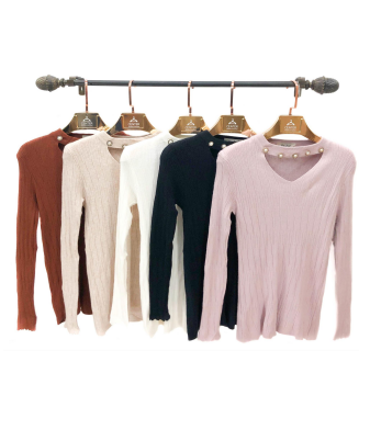 J - Blusa Fem. Lã Pérolas Decote Ref: 181* Pac c/ 24 UN Diversas Cores.