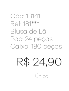 J - Blusa Fem. Lã Pérolas Decote Ref: 181* Pac c/ 24 UN Diversas Cores.