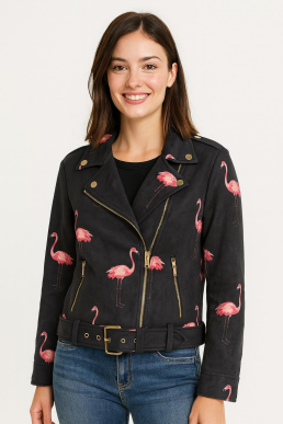 J - Casaco Flamingo Estampado Fem. Ref: Y8046 Pac c/ 24 UN Diversas Cores.