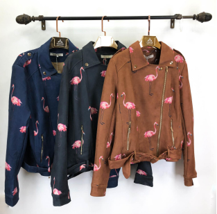 J - Casaco Flamingo Estampado Fem. Ref: Y8046 Pac c/ 24 UN Diversas Cores.