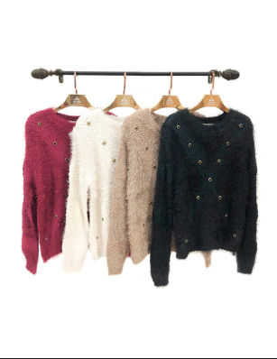 J - Blusa Fem. Tricot Peluciada Ilhós Ref: JX885 Pac c/ 24 UN Diversas Cores.