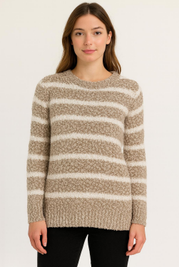 J - Blusa Fem. Tricot Listrada Ref: Y0103 Pac c/ 24 UN Diversas Cores.