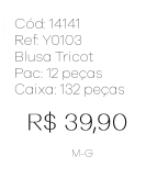 J - Blusa Fem. Tricot Listrada Ref: Y0103 Pac c/ 24 UN Diversas Cores.