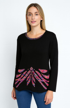 J - Blusa Fem. Tricot Estampa Borboleta Ref: Y6056 Pac c/ 24 UN Diversas Cores.