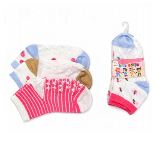 Q - Kit Meia Infantil Pigmento Menina c/ 3 Pares Ref: MJP-100 Pac c/16 Kits Diversas Cores.