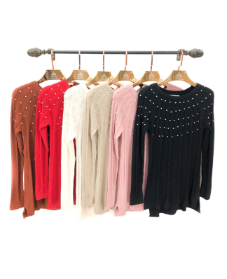 J - Blusa Fem. Modal Pérolas Elegance Ref: 59813 Pac c/ 24 UN Diversas Cores.