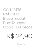J - Blusa Fem. Modal Pérolas Elegance Ref: 59813 Pac c/ 24 UN Diversas Cores.