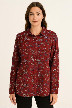 K - Camisa Fem. Flanela Floral Ref: U951-1 Pac c/ 24 UN Diversas Cores.