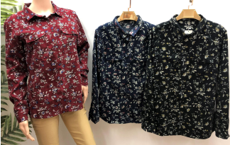 K - Camisa Fem. Flanela Floral Ref: U951-1 Pac c/ 24 UN Diversas Cores.