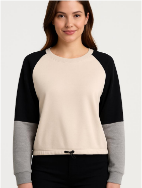 J - Moletinho Fem. Raglan Bicolor Ref: X323 Pac c/ 24 UN Diversas Cores.