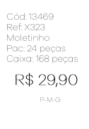 J - Moletinho Fem. Raglan Bicolor Ref: X323 Pac c/ 24 UN Diversas Cores.
