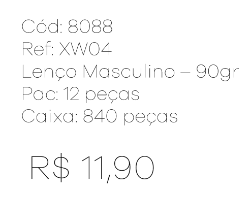 R - Lenço Masc.  90gr Ref : XW04 Pac c/ 24 UN Diversos Cores.