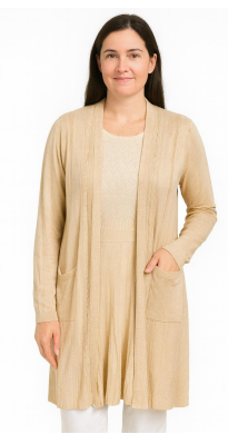 J - Cardigan Fem. Longo Bolsos Ref: XW020 Pac c/ 24 UN Diversas Cores.