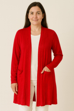 J - Cardigan Fem. Longo Bolsos Ref: XW021 Pac c/ 24 UN Diversas Cores.