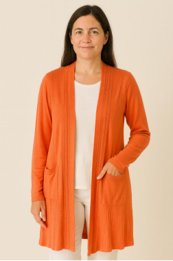 J - Cardigan Fem. Longo Bolsos Ref: WY8822 Pac c/ 24 UN Diversas Cores.
