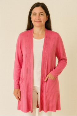 J - Cardigan Fem. Longo Bolsos Ref: WY8823 Pac c/ 24 UN Diversas Cores.