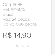 J - Blusa Fem. Ref: WY8712 Pac / 24 UN Diversas Cores.