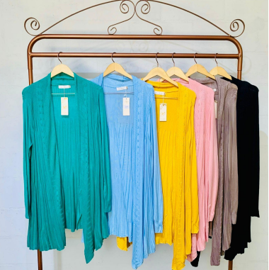 J - Cardigan Fem. Longo Canelado Ref: AN8020 Pac c/ 24 UN Diversas Cores.