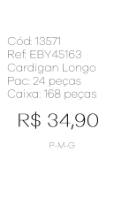 J - Cardigan Fem. Longo Tricot Vazado Ref: EBY45163 Pac c/ 24 UN Diversas Cores.