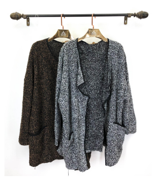 J - Cardigan Fem. Longo Tricot Mesclado Ref: 179076 Pac c/ 24 UN Diversas Cores.