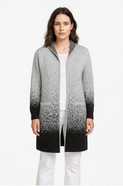 J - Cardigan Fem. Longo Degradê Tricot Ref: Y6049 Pac c/ 24 UN Diversas Cores.