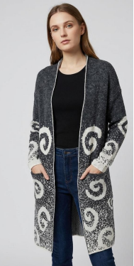 J - Cardigan Fem. Longo Tricot Arabesco Ref: Y6050 Pac c/ 24 UN Diversas Cores.