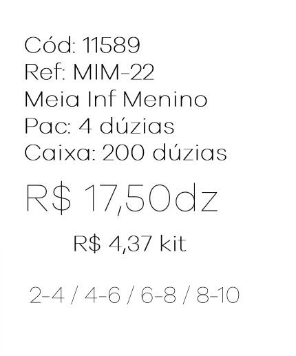 Q - Kit Meia Infantil Menino c/ 3 Pares Ref: MIM-22 Pac c/16 Kits Diversas Cores.